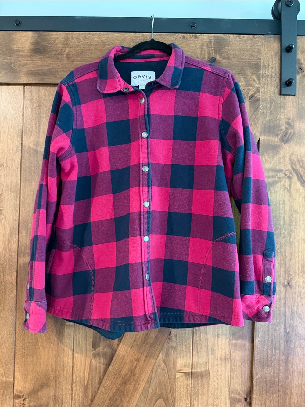Orvis buffalo plaid fleece-lined flannel shirt jacket